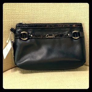 COACH Black Leather Medium Wristlet